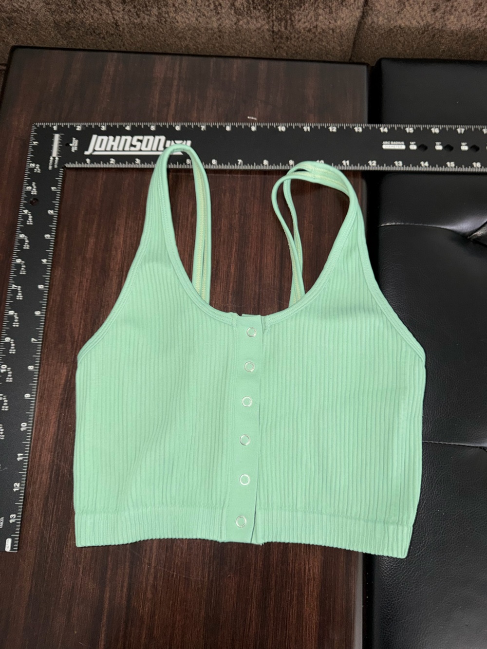 aerie Mint Ribbed Snap-Front Cropped Tank